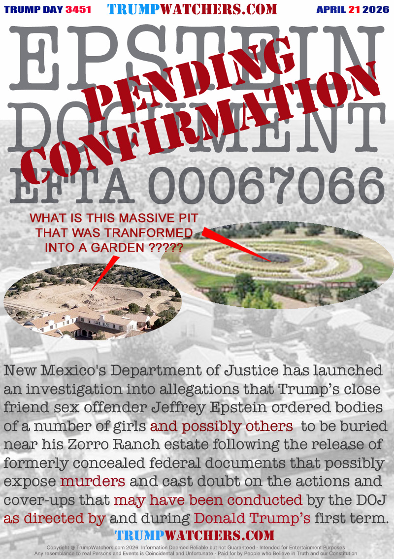 WHAT IS THIS MASSIVE PIT
THAT WAS TRANFORMED
INTO A GARDEN ?????

New Mexico's Department of Justice has launched
an investigation into allegations that Trump’s close
friend sex offender Jeffrey Epstein ordered bodies
of a number of girls and possibly others  to be buried
near his Zorro Ranch estate following the release of
formerly concealed federal documents that possibly
expose murders and cast doubt on the actions and
cover-ups that may have been conducted by the DOJ
as directed by and during Donald Trump’s first term.
